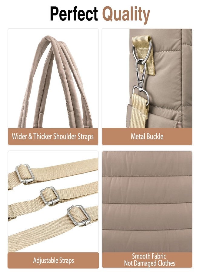 KUBYA Diaper Bag Tote, Puffer Quilted Baby Diaper Tote Bags Crossbody Hospital Travel Large Mommy Bag, with Silicone Pacifier Case - Image 4